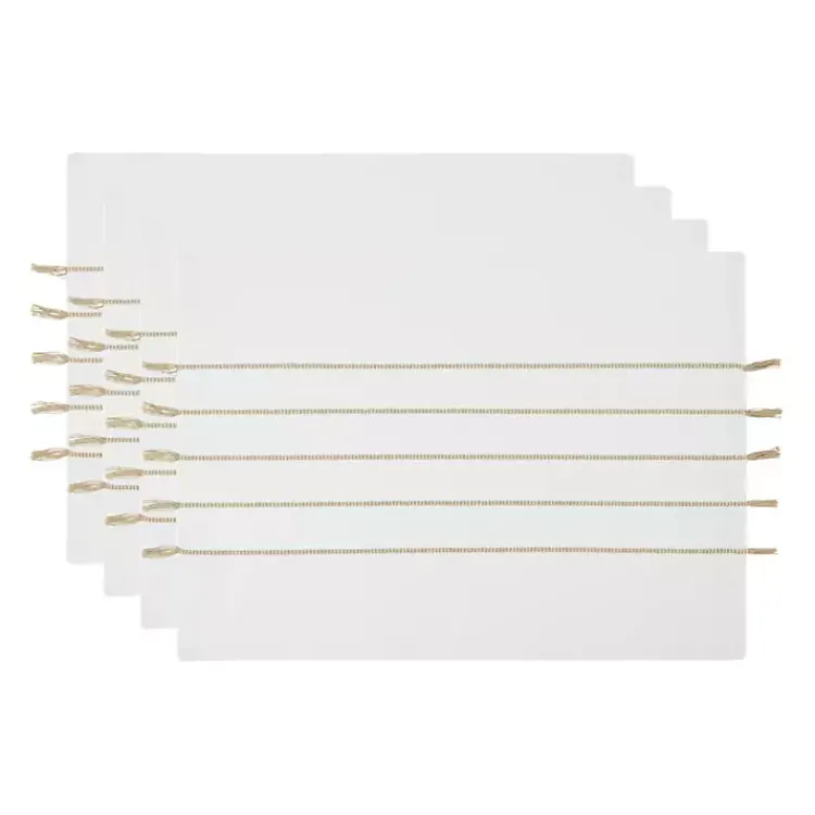Kirklands Home and Stone Striped Placemats, Set of 4 White