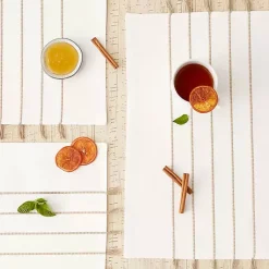 Kirklands Home and Stone Striped Placemats, Set of 4 White