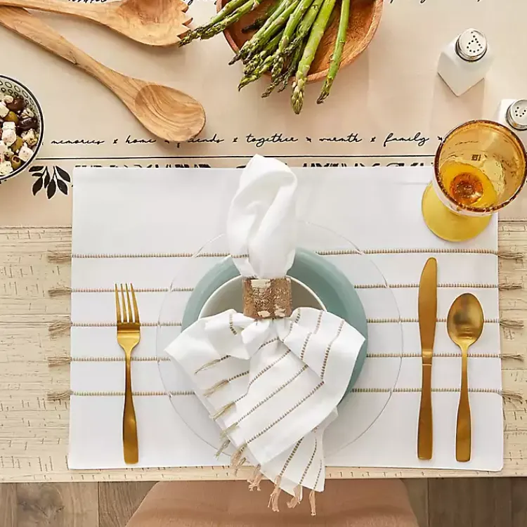 Kirklands Home and Stone Striped Placemats, Set of 4 White