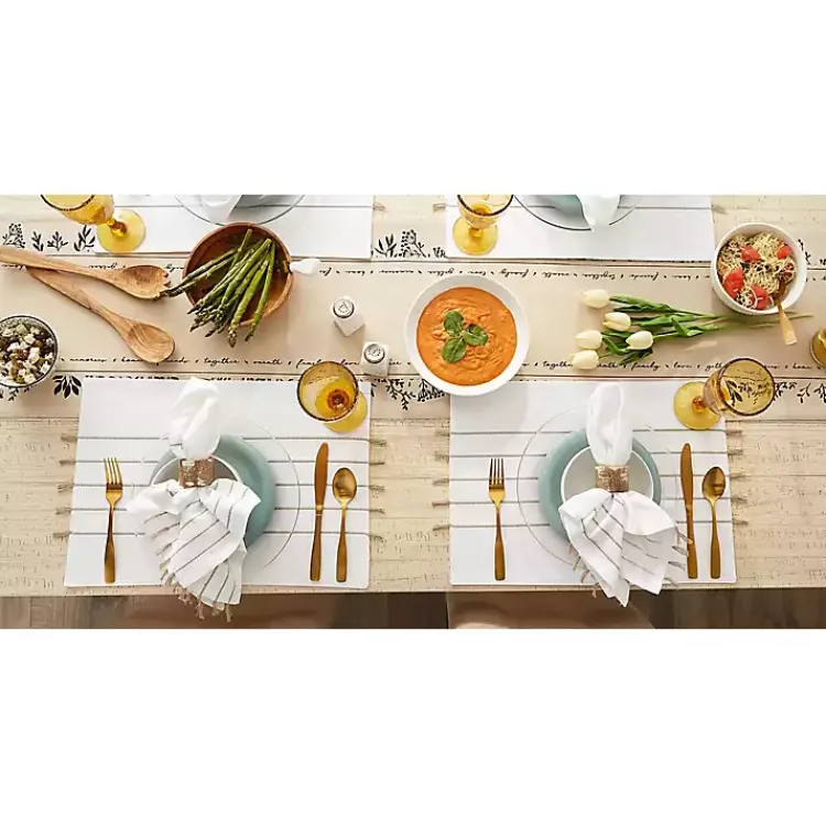 Kirklands Home and Stone Striped Placemats, Set of 4 White