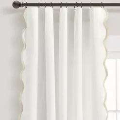 Kirklands Home White and Tan Scalloped Curtain Panel Set, 84 in. Sale