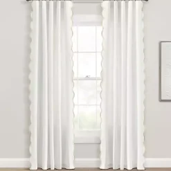 Kirklands Home White and Tan Scalloped Curtain Panel Set, 84 in. Sale