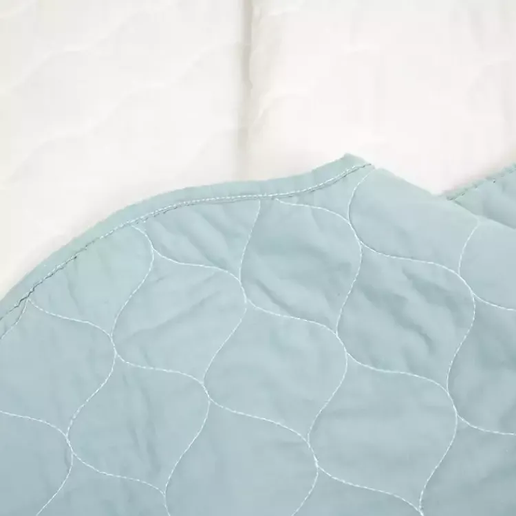 Kirklands Home White and Teal Scallop 3-pc. Full/Queen Quilt Set