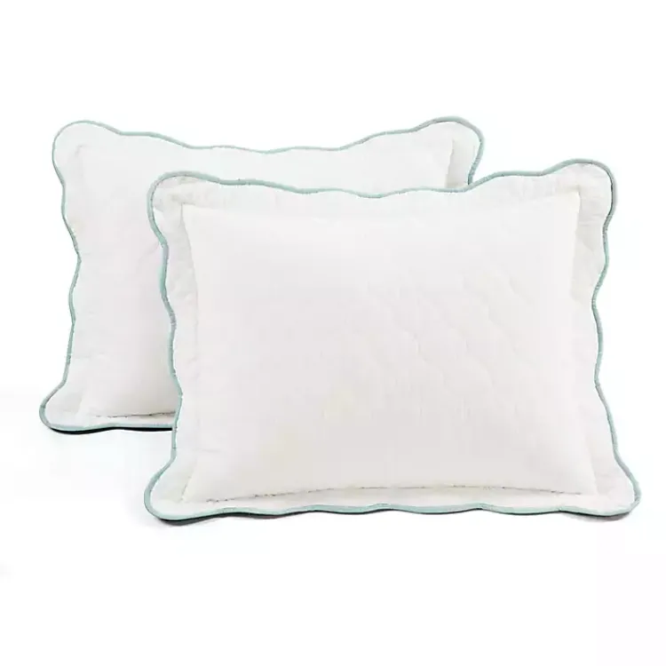 Kirklands Home White and Teal Scallop 3-pc. King Quilt Set Best
