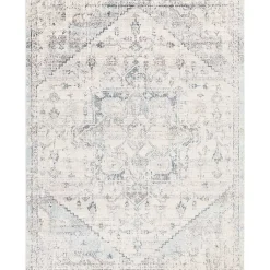 Kirklands Home White Anita Distressed Area Rug, 7x10 Gray Clearance