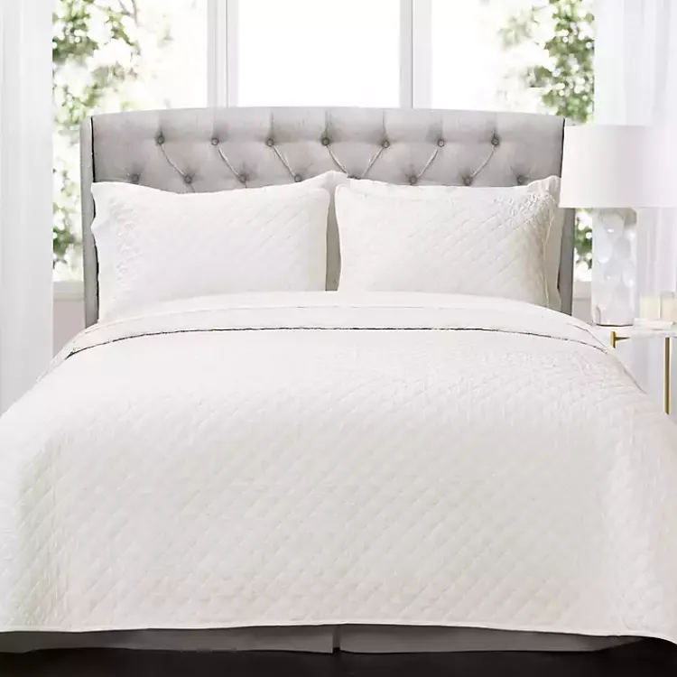 Kirklands Home Ava Diamond 3-pc. Oversized King Quilt Set White Outlet