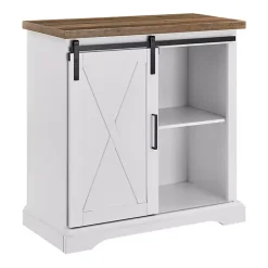 Kirklands Home Barn Door Cabinet White Hot