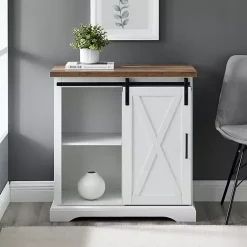 Kirklands Home Barn Door Cabinet White Hot