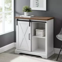 Kirklands Home Barn Door Cabinet White Hot