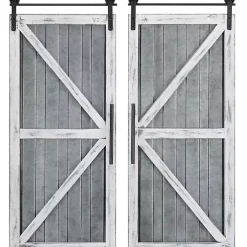 Kirklands Home White Barn Door Galvanized Wall Plaques, Set of 2 Gray Clearance