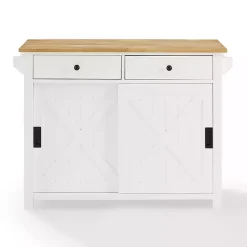 Kirklands Home Barn Door Kitchen Cart White
