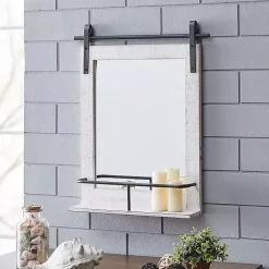 Kirklands Home Barn Door Mirror with Shelf White New