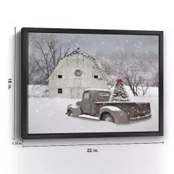 Christmas Art & Wall Decor>Kirklands Home White Barn Truck Christmas Tree Canvas Art Print Gray