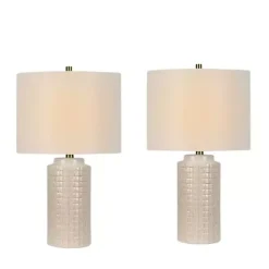 Kirklands Home Basket Weave Ceramic Table Lamps, Set of 2 White Hot