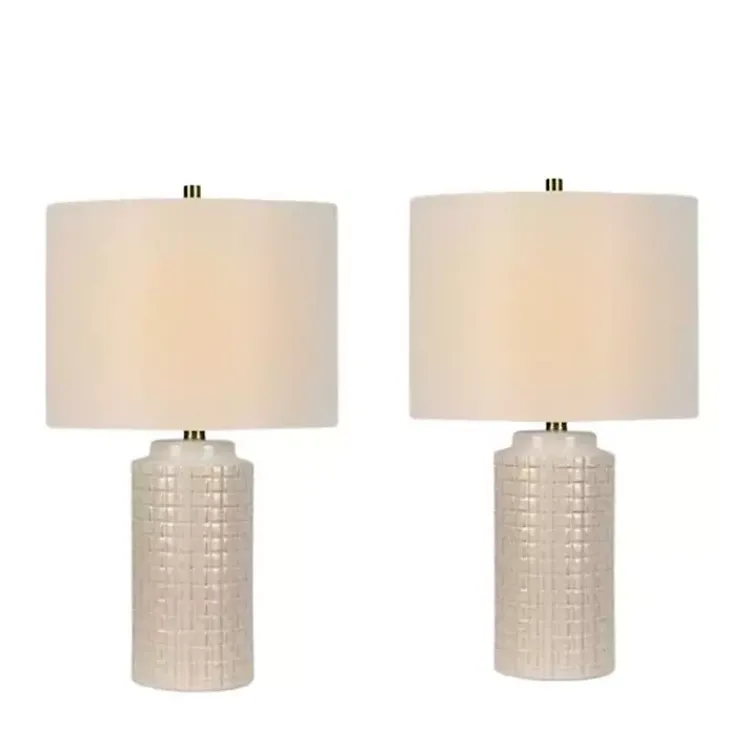Kirklands Home Basket Weave Ceramic Table Lamps, Set of 2 White Hot