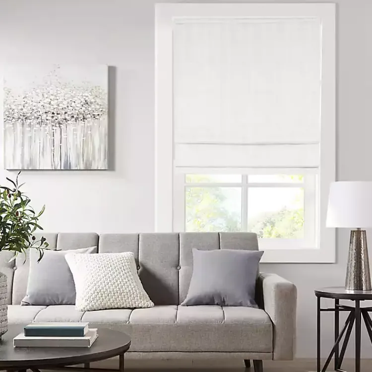 Kirklands Home Basketweave Cordless Roman Shade, 27 in. White