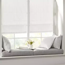 Kirklands Home Basketweave Cordless Roman Shade, 35 in. White Best
