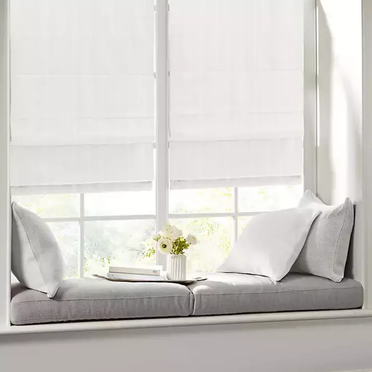 Kirklands Home Basketweave Cordless Roman Shade, 35 in. White Best