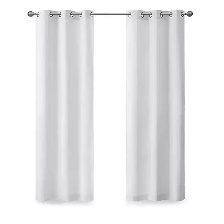 Kirklands Home Basketweave Curtain Panel Set, 84 in White Hot