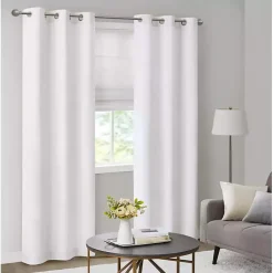 Kirklands Home Basketweave Curtain Panel Set, 84 in White Hot