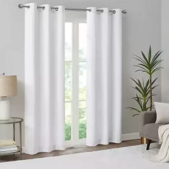 Kirklands Home Basketweave Curtain Panel Set, 84 in White Hot