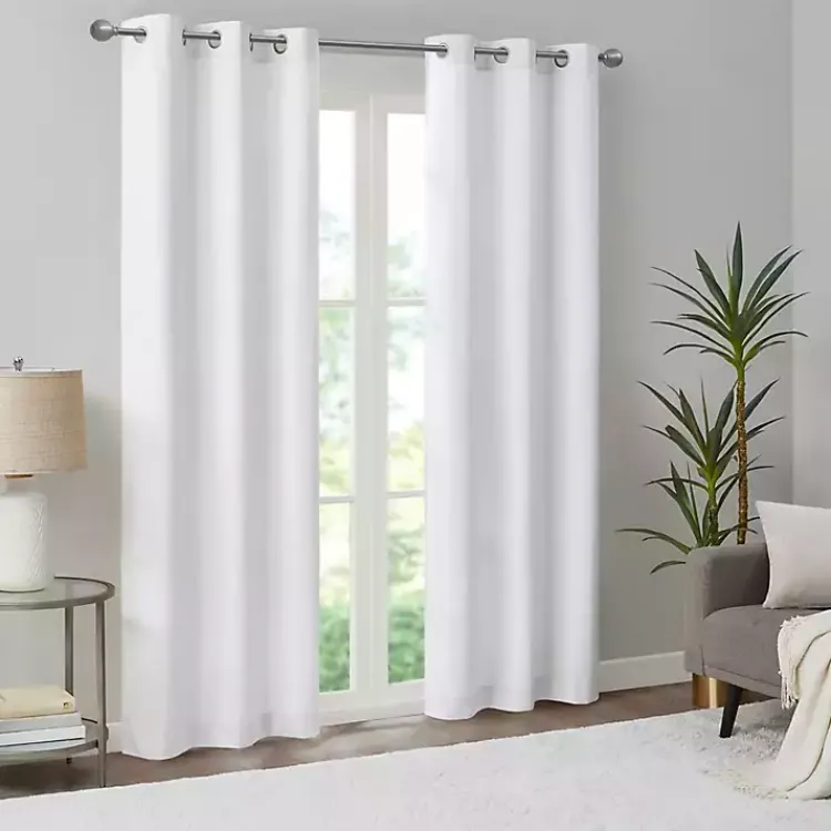 Kirklands Home Basketweave Curtain Panel Set, 84 in White Hot