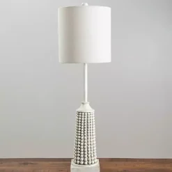 Kirklands Home White Beaded Base Buffet Lamp Ivory Clearance