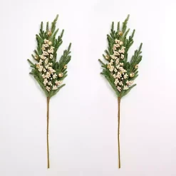 Stems & Bouquets>Kirklands Home Berries & Bells Christmas Stems, Set of 2 White