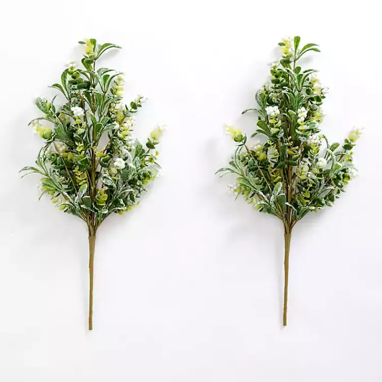 Christmas Arrangements & Garland>Kirklands Home White Berry Boxwood Bushes, Set of 2