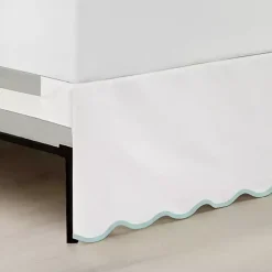 Kirklands Home White Blue Scalloped Coastal Queen Bed Skirt Best