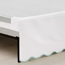 Kirklands Home White Blue Scalloped Coastal Queen Bed Skirt Best
