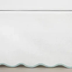 Kirklands Home White Blue Scalloped Coastal Queen Bed Skirt Best