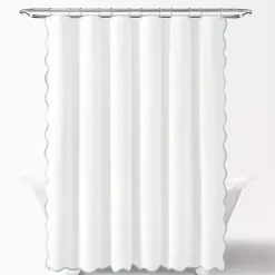 Kirklands Home White Blue Scalloped Coastal Shower Curtain Outlet