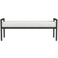 Kirklands Home Boucle Black Metal Bench White Best