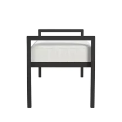 Kirklands Home Boucle Black Metal Bench White Best