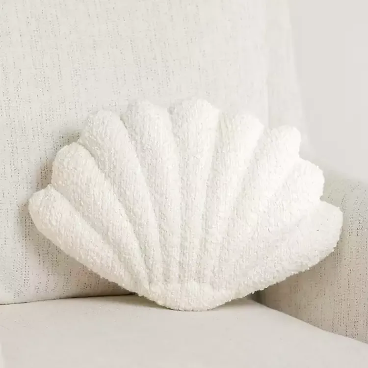 Pillows>Kirklands Home Boucle Clamshell Shaped Pillow White