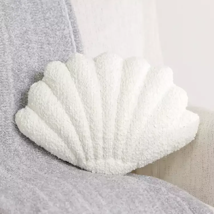 Pillows>Kirklands Home Boucle Clamshell Shaped Pillow White