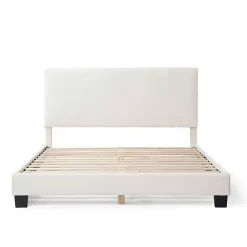 Kirklands Home Boucle Karson Queen Platform Bed White Clearance