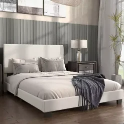 Kirklands Home Boucle Karson Queen Platform Bed White Clearance
