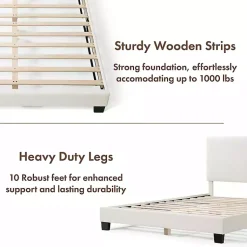 Kirklands Home Boucle Karson Queen Platform Bed White Clearance
