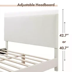 Kirklands Home Boucle Karson Queen Platform Bed White Clearance