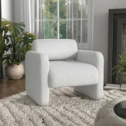 Kirklands Home Boucle Modern Accent Chair White Discount