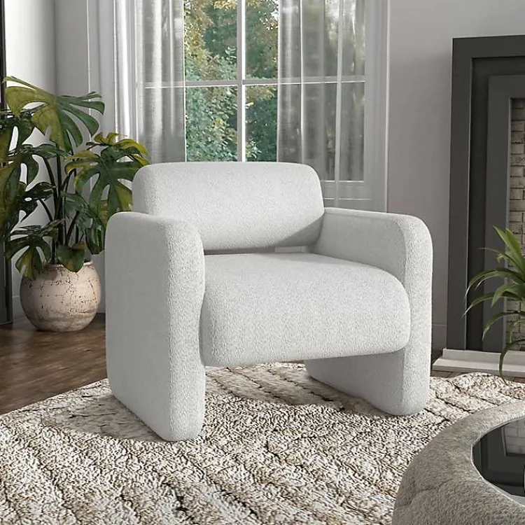 Kirklands Home Boucle Modern Accent Chair White Discount