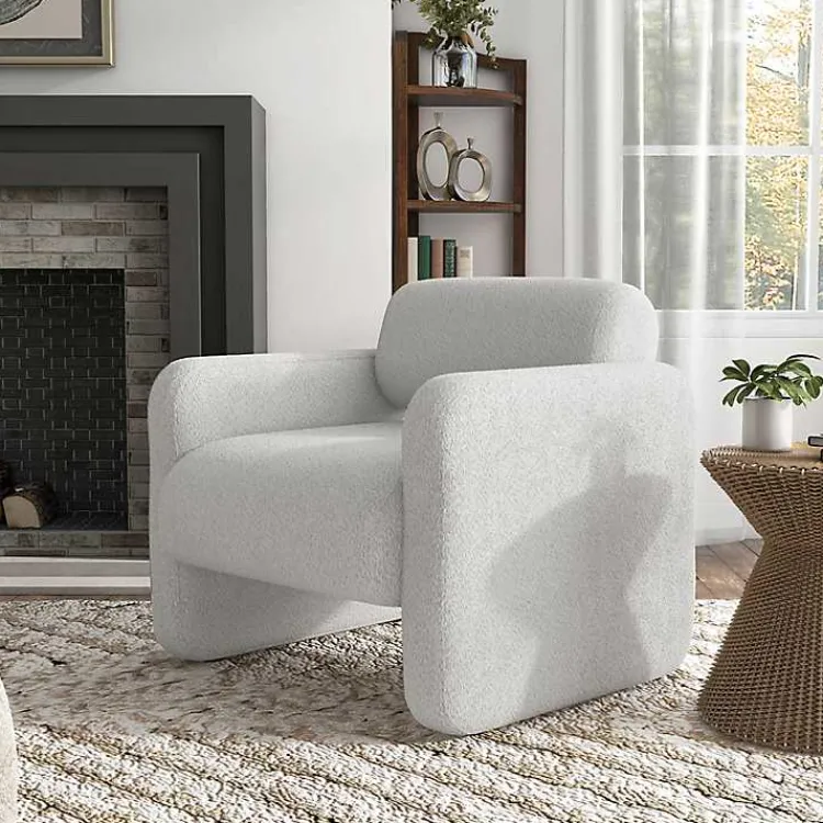 Kirklands Home Boucle Modern Accent Chair White Discount