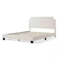 Kirklands Home Boucle Scalloped Corey Queen Platform Bed White Discount