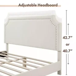 Kirklands Home Boucle Scalloped Corey Queen Platform Bed White Discount