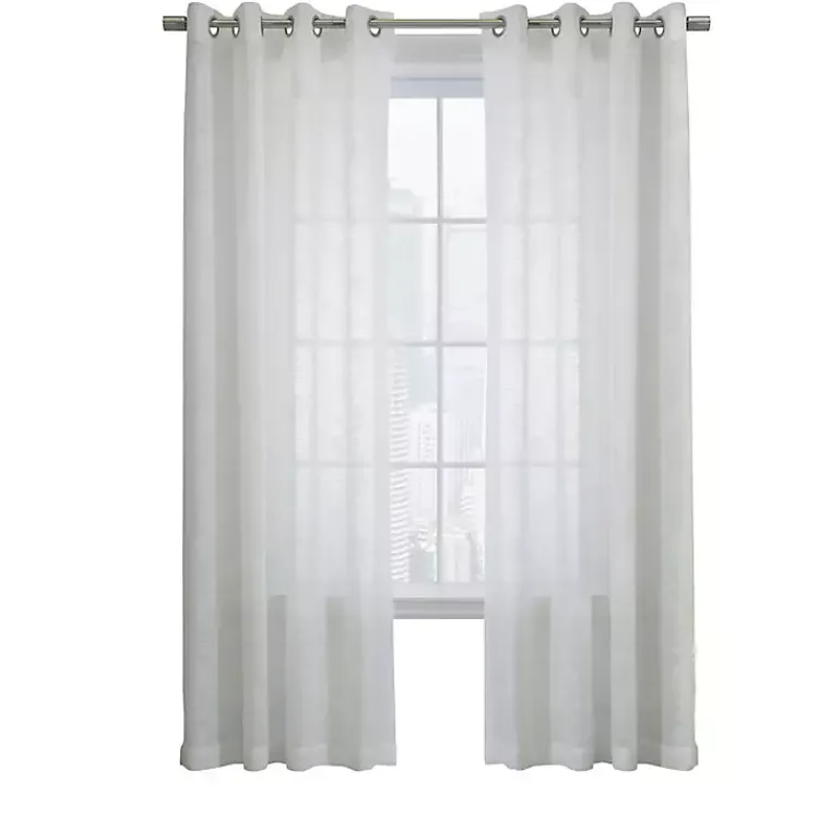 Kirklands Home Boucle Sheer Single Curtain Panel, 63 in. White Clearance
