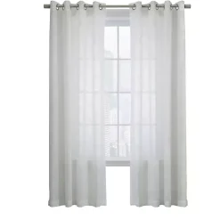 Kirklands Home Boucle Sheer Single Curtain Panel, 108 in. White Sale