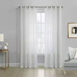 Kirklands Home Boucle Sheer Single Curtain Panel, 108 in. White Sale