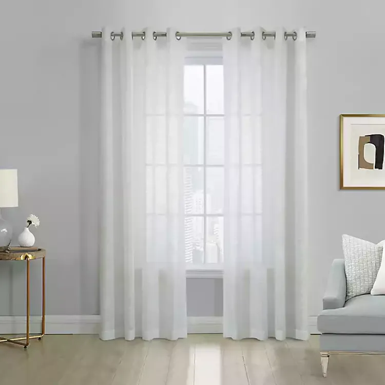 Kirklands Home Boucle Sheer Single Curtain Panel, 108 in. White Sale